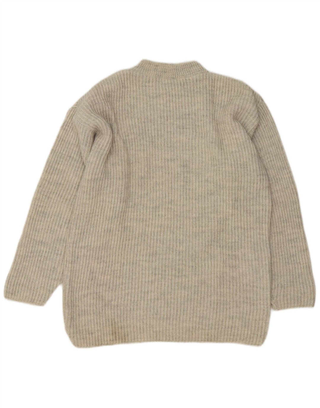 Vintage Mens Turtle Neck Jumper Sweater Medium Grey Geometric Acrylic