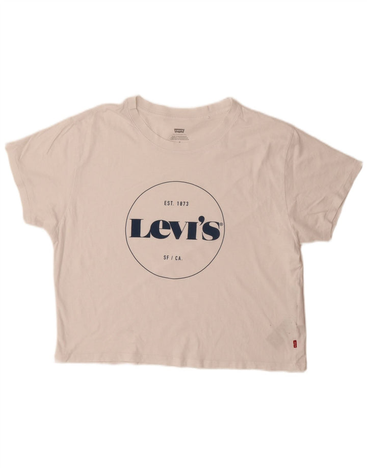Levi's Womens Graphic T-Shirt Top UK 14 Medium White Cotton
