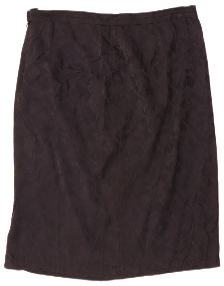 Vintage Womens Straight Skirt IT 46 Large W34 Black Silk