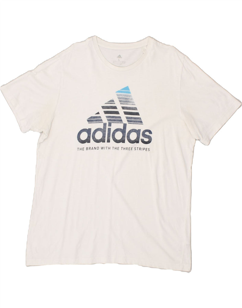 ADIDAS Mens Graphic T-Shirt Top Large White Cotton | Vintage Adidas | Thrift | Second-Hand Adidas | Used Clothing | Messina Hembry 