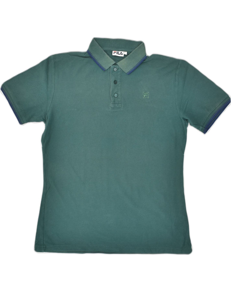 FILA Mens Slim Polo Shirt Large Green Cotton | Vintage Fila | Thrift | Second-Hand Fila | Used Clothing | Messina Hembry 