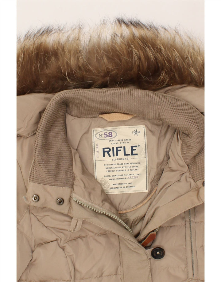 RIFLE Womens Hooded Padded Coat UK 6 XS Beige Polyester Vintage Rifle and Second-Hand Rifle from Messina Hembry 