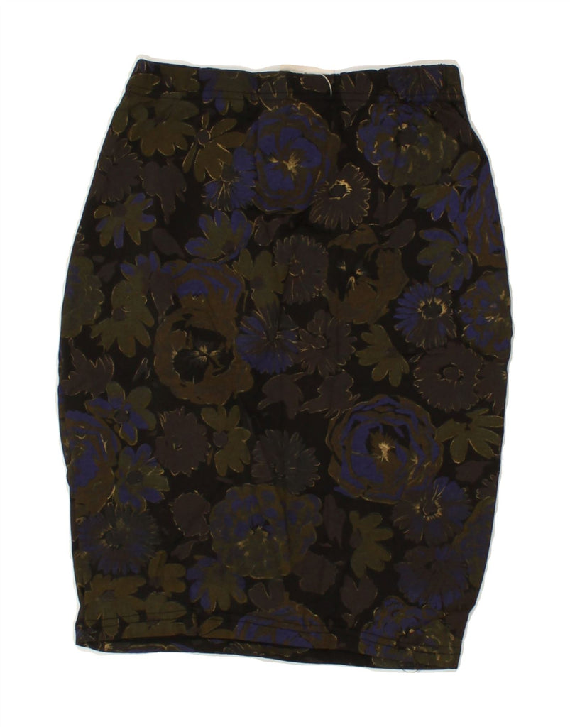 VINTAGE Womens Pencil Skirt W22  2XS Black Floral Cotton Vintage Vintage and Second-Hand Vintage from Messina Hembry 