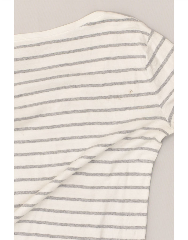 TOMMY HILFIGER Womens Top Long Sleeve UK 14 Large White Striped Cotton | Vintage Tommy Hilfiger | Thrift | Second-Hand Tommy Hilfiger | Used Clothing | Messina Hembry 