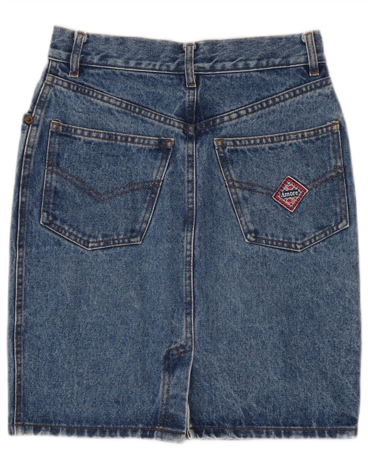 Vintage Womens Denim Skirt W26 Small Blue Cotton
