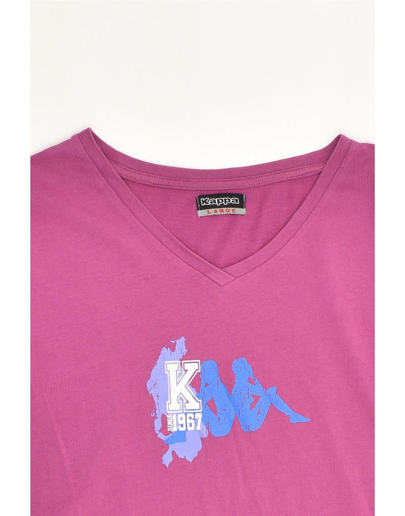 KAPPA Womens Graphic T-Shirt Top UK 16 Large Pink Cotton | Vintage Kappa | Thrift | Second-Hand Kappa | Used Clothing | Messina Hembry 