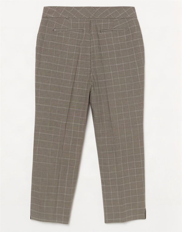 Zara Womens Crop Slim Chino Trousers Large W30 L26 Beige Houndstooth