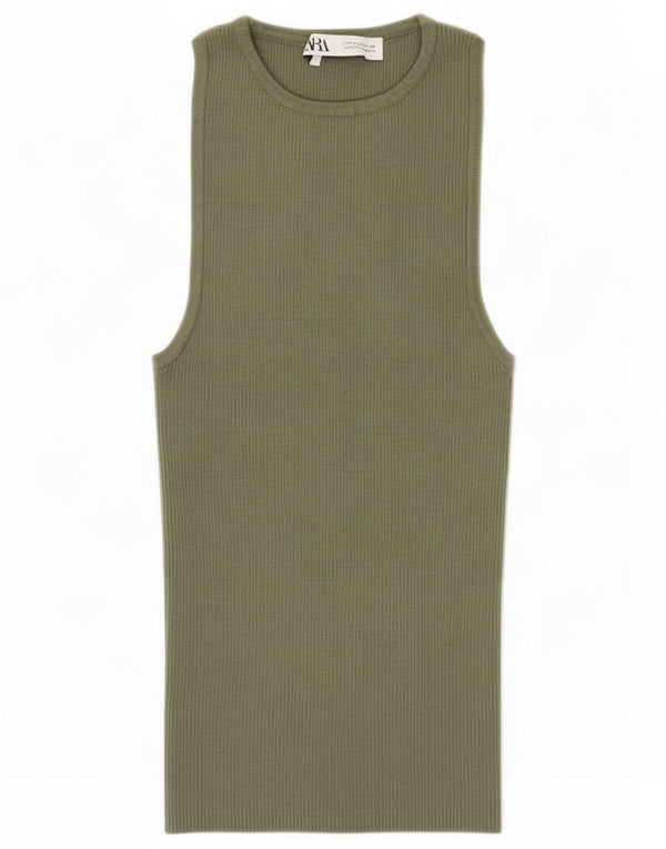Zara Womens Vest Top UK 8 Small Green Viscose