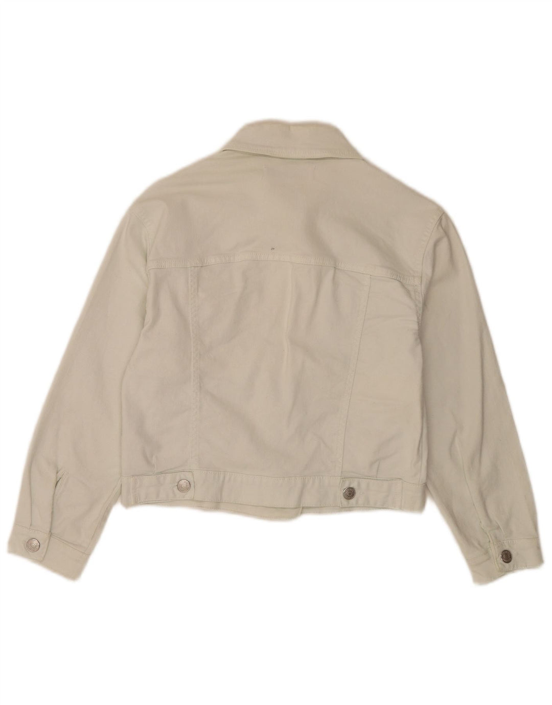 Zara Womens Crop Denim Jacket UK 6 XS White Cotton