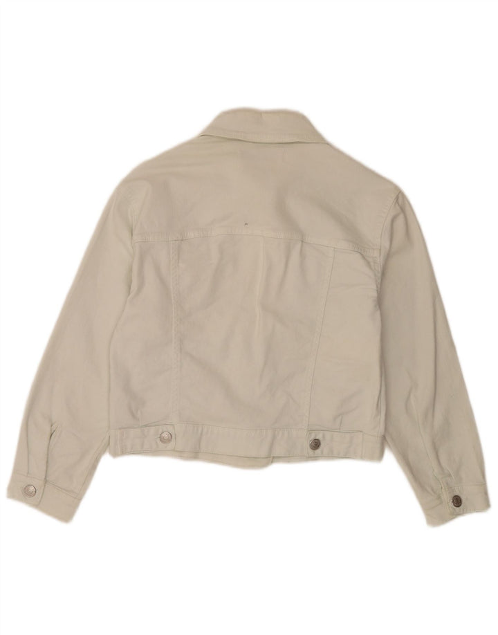 Zara Womens Crop Denim Jacket UK 6 XS White Cotton