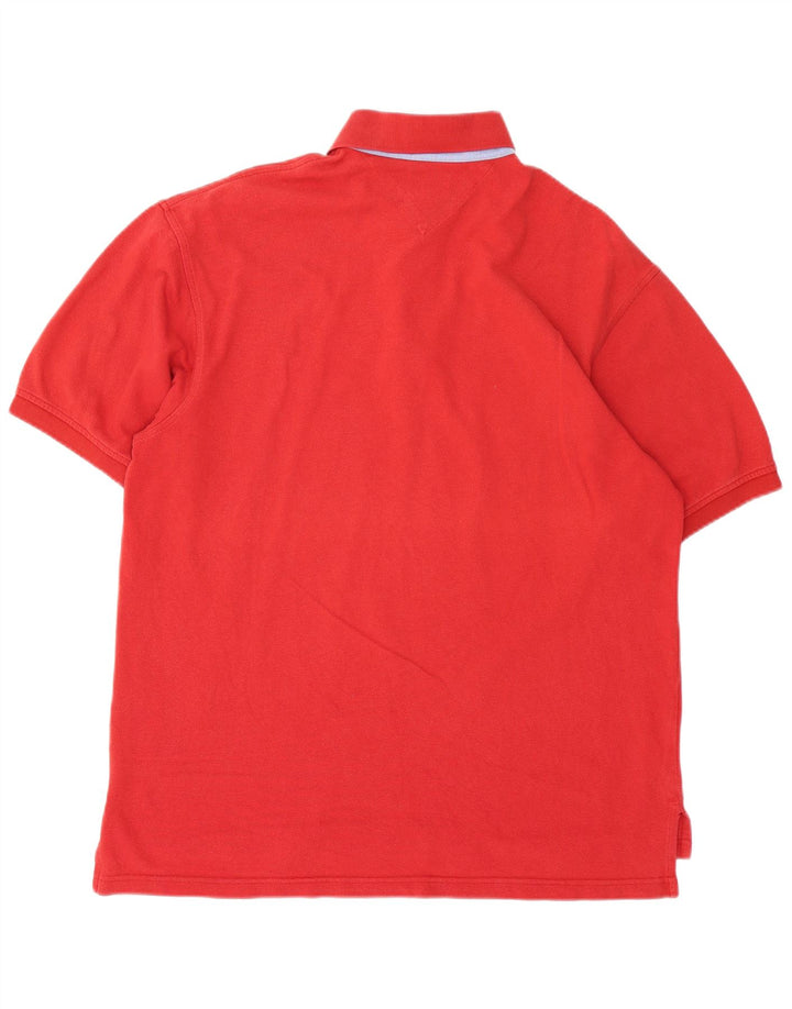 TOMMY HILFIGER Mens Polo Shirt Large Red Cotton