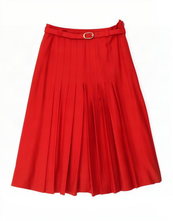 Mirella Womens Knife Pleated Skirt IT 46 Large W32 Red Virgin Wool