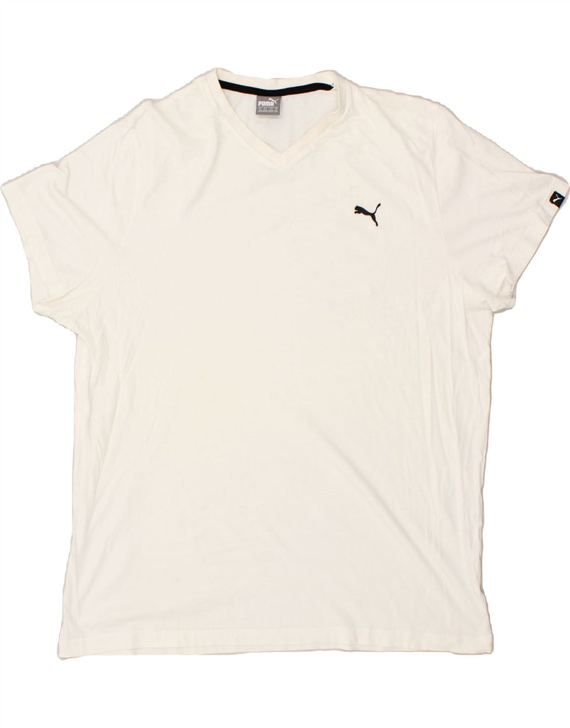 PUMA Mens T-Shirt Top 2XL Off White | Vintage Puma | Thrift | Second-Hand Puma | Used Clothing | Messina Hembry 