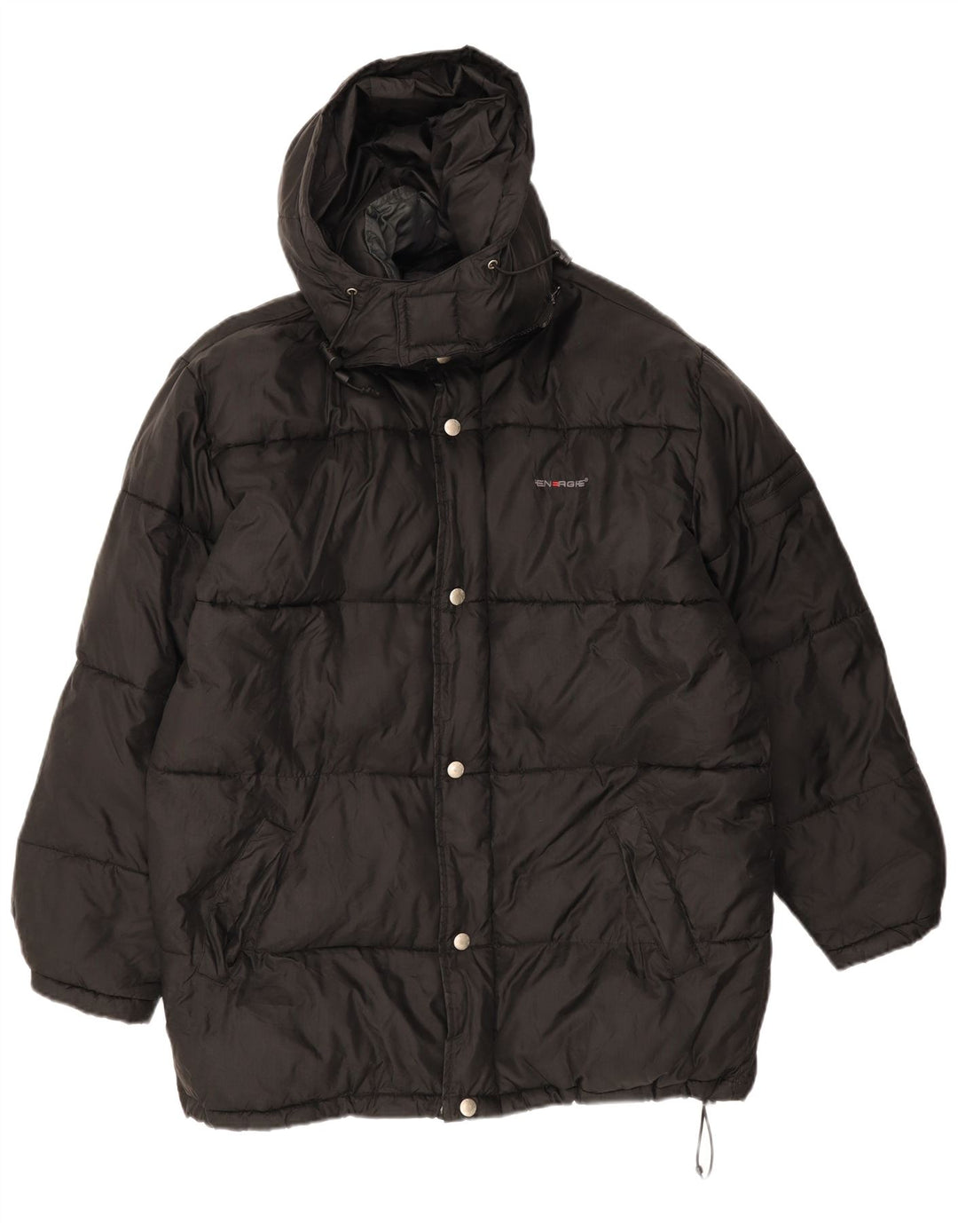 Energie Mens Graphic Hooded Padded Jacket UK 38 Medium Black Nylon
