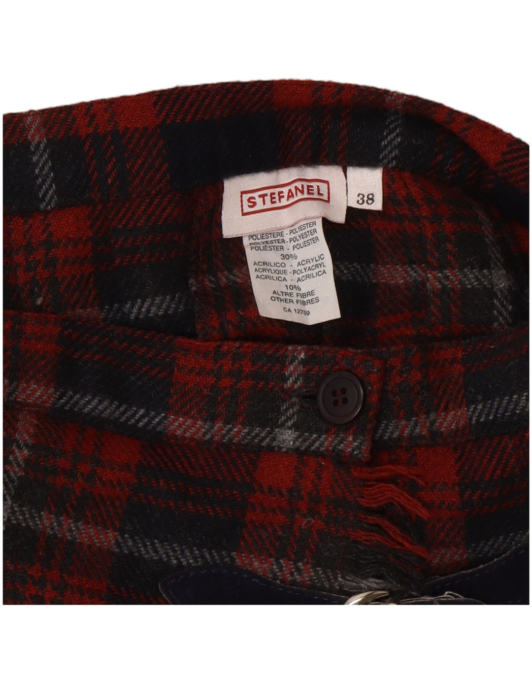 Stefanel Womens Mini Wrap Skirt IT 38 XS W22 Red Plaid Wool