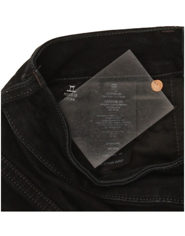 G-Star Mens 3301 Slim Jeans W31 L36 Black Cotton