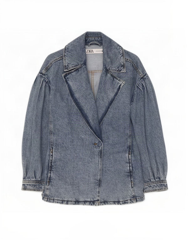 Zara Womens Denim Jacket UK 10 Small Blue Cotton