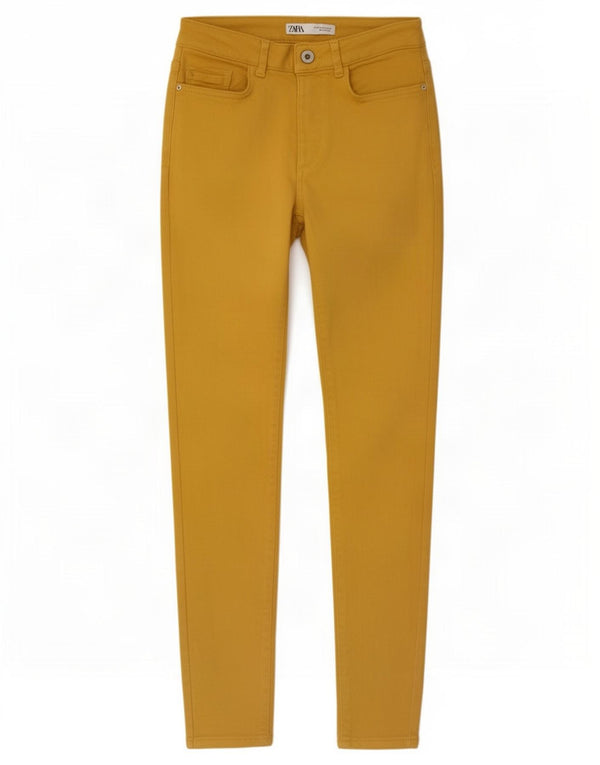 Zara Womens Skinny Jeans EU 34 2XS W24 L28 Yellow Cotton