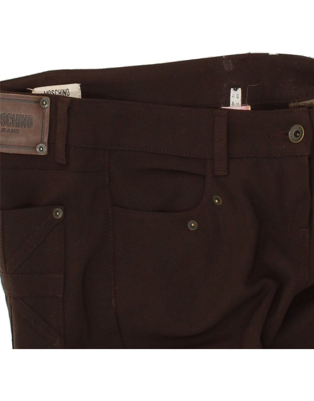 MOSCHINO Womens Slim Cropped Trousers UK 12 Medium W32 L25 Brown Polyester Vintage Moschino and Second-Hand Moschino from Messina Hembry 