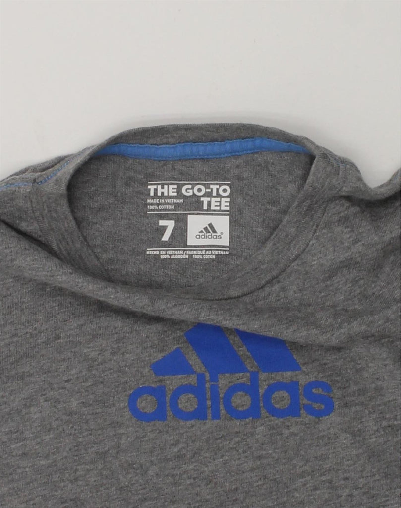 ADIDAS Boys The Go-To Tee Graphic Sweatshirt Jumper 6-7 Years Grey Cotton | Vintage Adidas | Thrift | Second-Hand Adidas | Used Clothing | Messina Hembry 