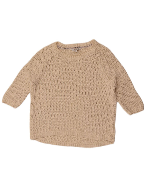 Fat Face Womens 3/4 Sleeve Boat Neck Jumper Sweater UK 10 Small Off White