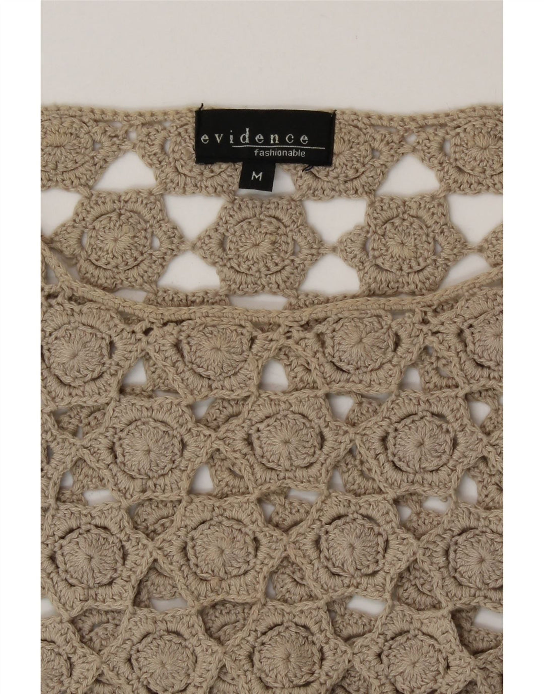 Evidence Womens Crop 3/4 Sleeve Crochet Blouse Top UK 14 Medium Beige