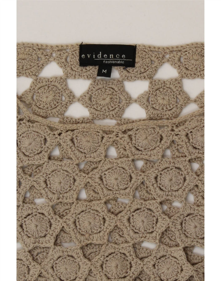 Evidence Womens Crop 3/4 Sleeve Crochet Blouse Top UK 14 Medium Beige