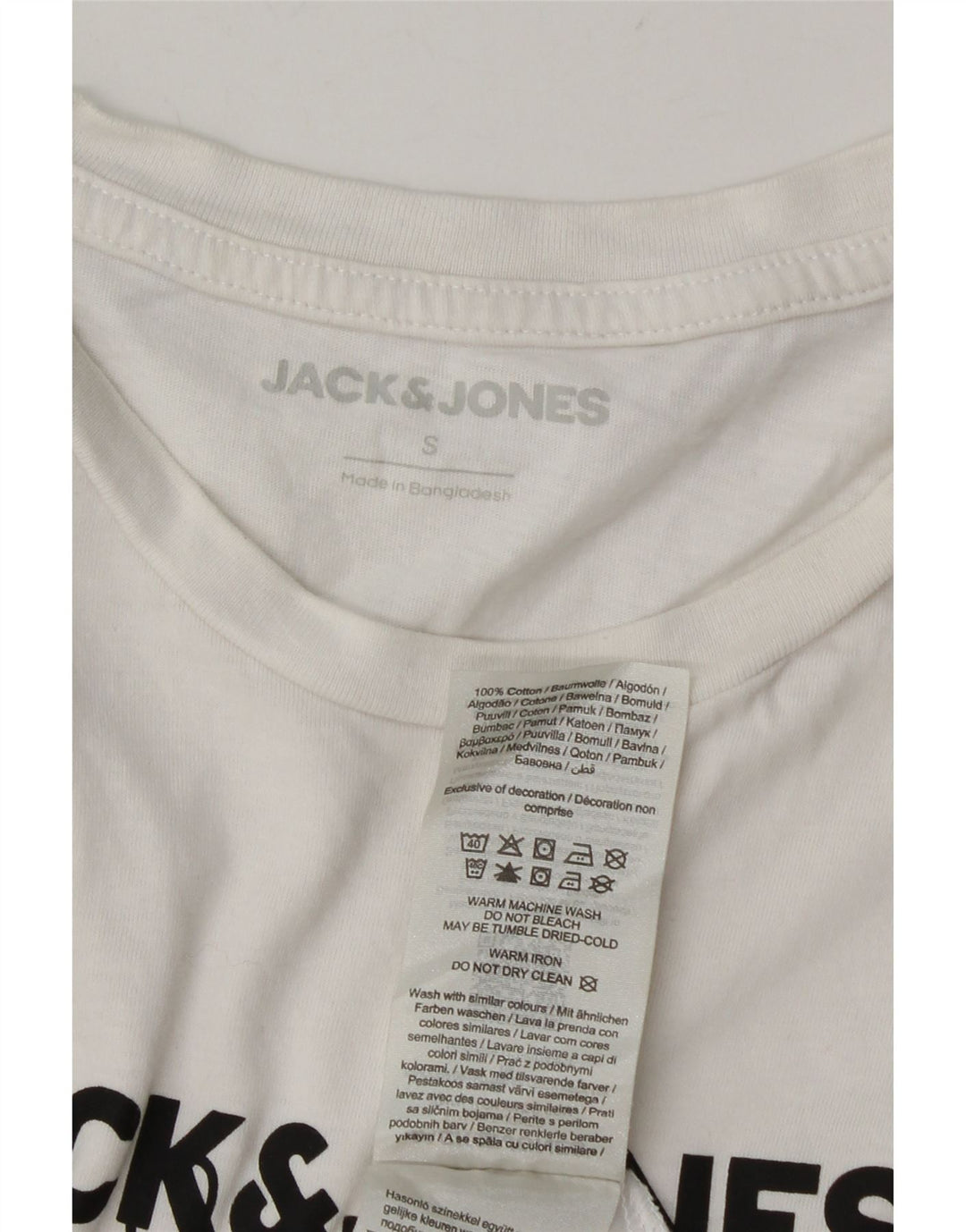 Jack & Jones Mens Graphic T-Shirt Top Small White Cotton