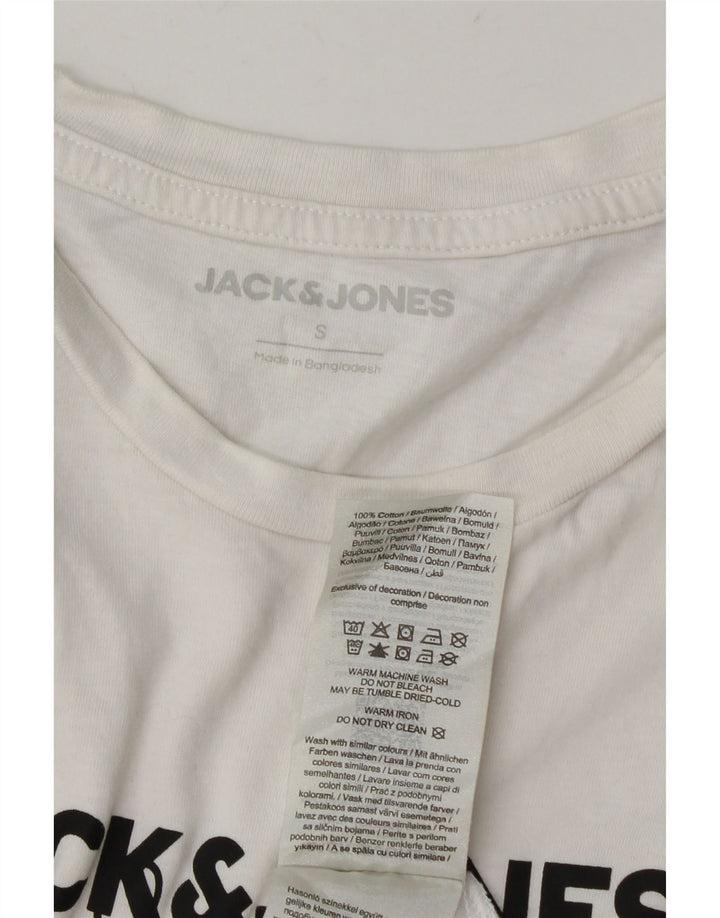 Jack & Jones Mens Graphic T-Shirt Top Small White Cotton