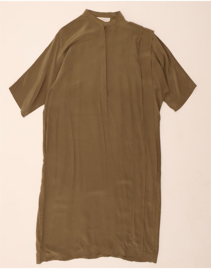 DELBA Womens Oversized Shift Dress IT 42 Medium Khaki Silk