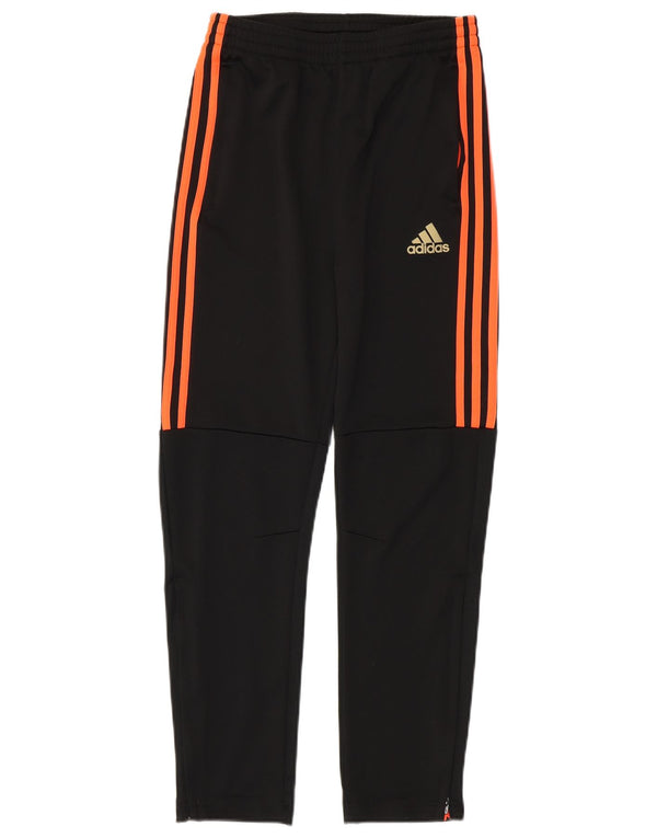 ADIDAS Boys Climalite Tracksuit Trousers 13-14 Years Large Black Polyester
