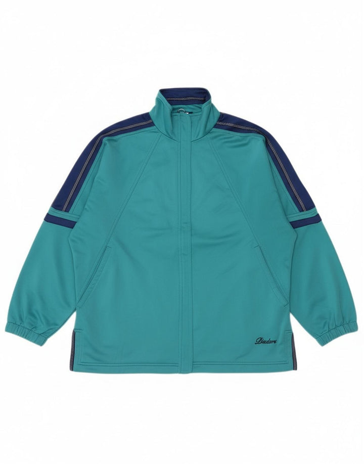 Diadora Womens Tracksuit Top Jacket UK 12 Medium Turquoise Colourblock