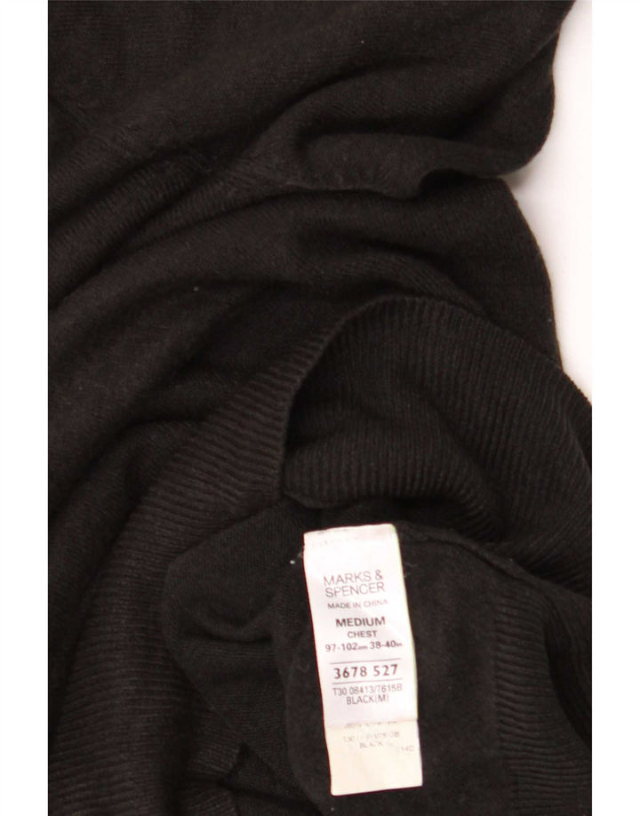 Marks & Spencer Mens Blue Harbour V-Neck Jumper Sweater Medium Black