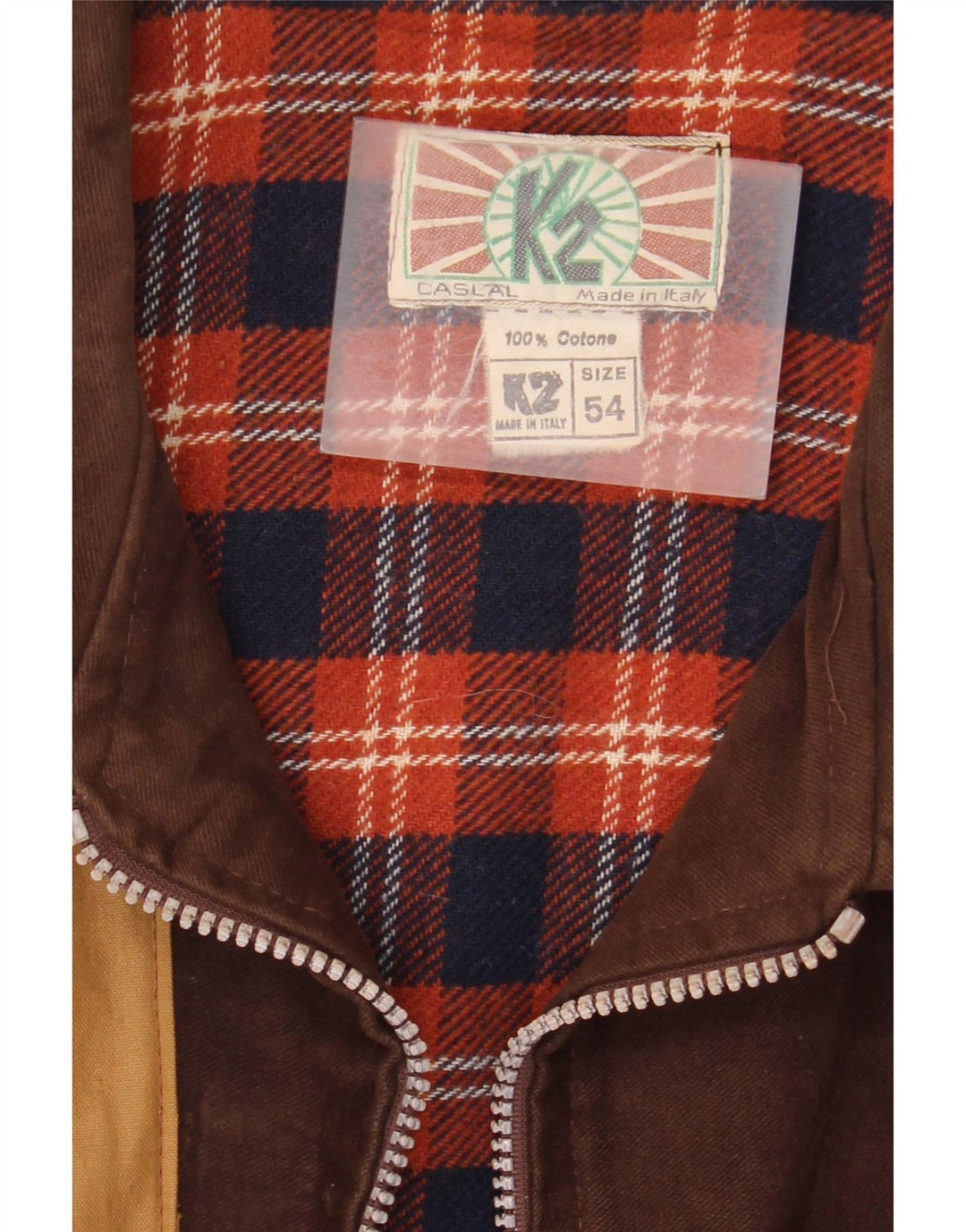 Vintage Mens Windbreaker Jacket IT 54 2XL Brown Colourblock Cotton