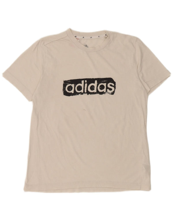 Adidas Boys Graphic T-Shirt Top 13-14 Years White Cotton