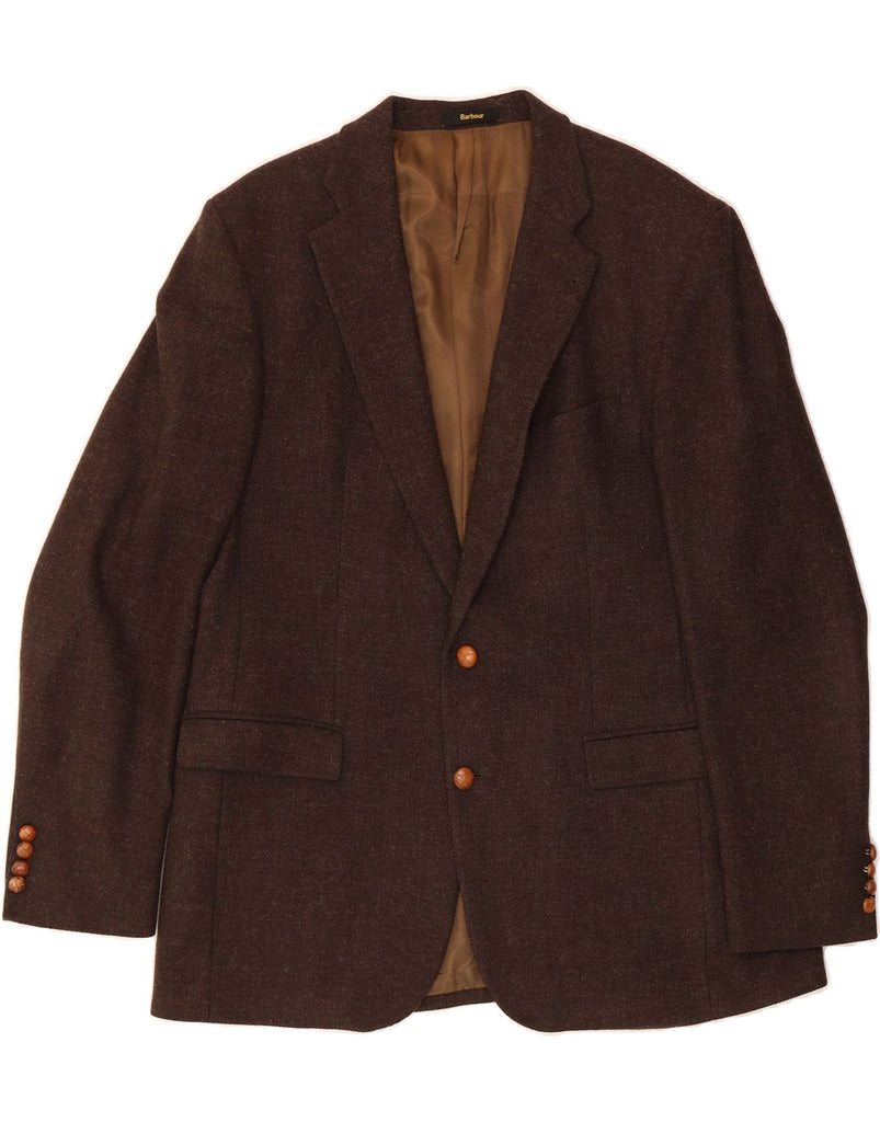 BARBOUR Mens 2 Button Blazer Jacket EU 56 XL Brown Wool Vintage Barbour and Second-Hand Barbour from Messina Hembry 