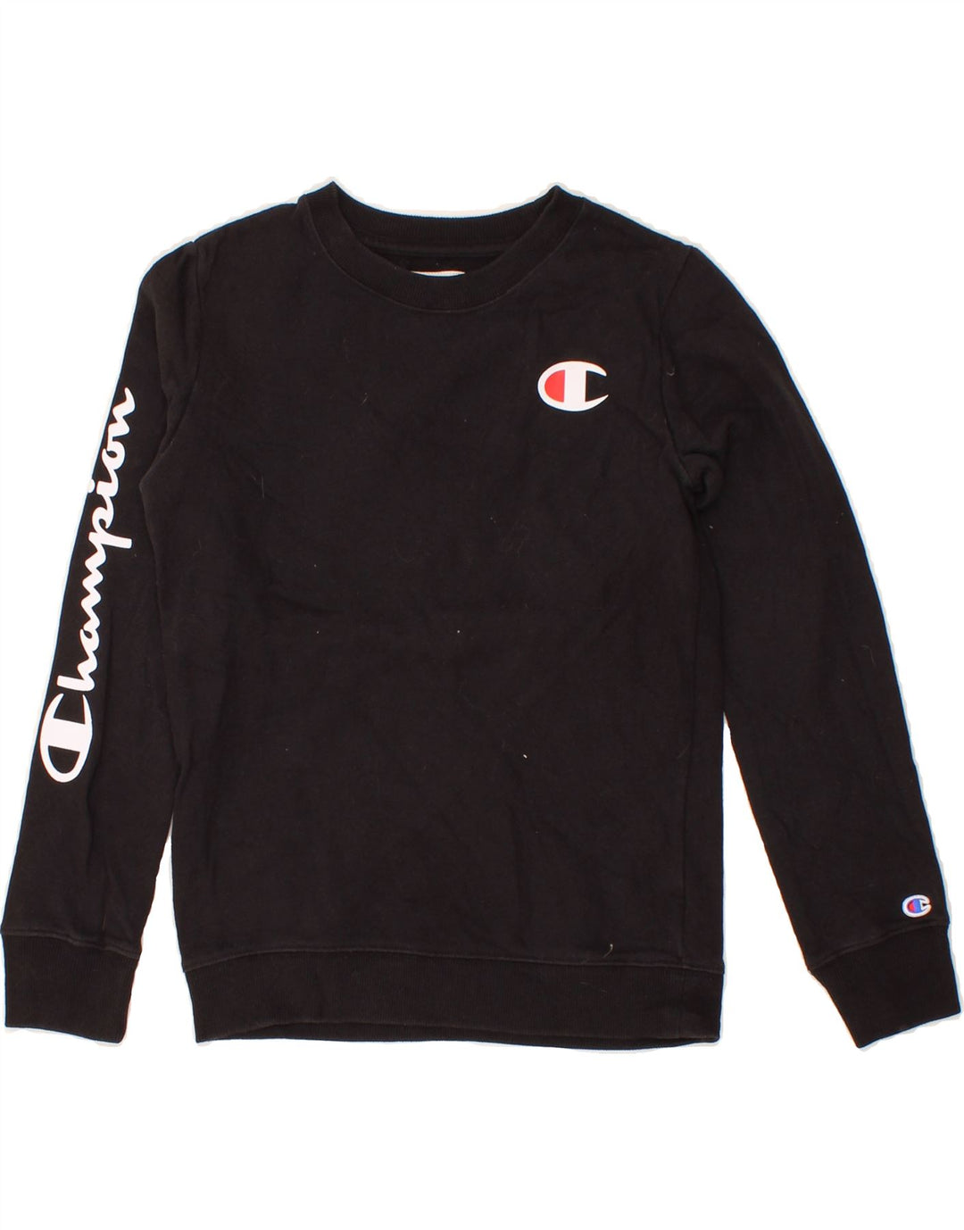 CHAMPION Boys Graphic Sweatshirt Jumper 10-11 Years Large Black Cotton Vintage Champion and Second-Hand Champion from Messina Hembry 