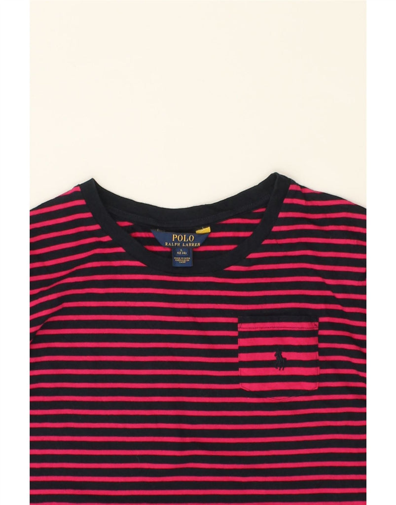 POLO RALPH LAUREN Girls Top Long Sleeve 12-13 Years Large Pink Striped | Vintage Polo Ralph Lauren | Thrift | Second-Hand Polo Ralph Lauren | Used Clothing | Messina Hembry 