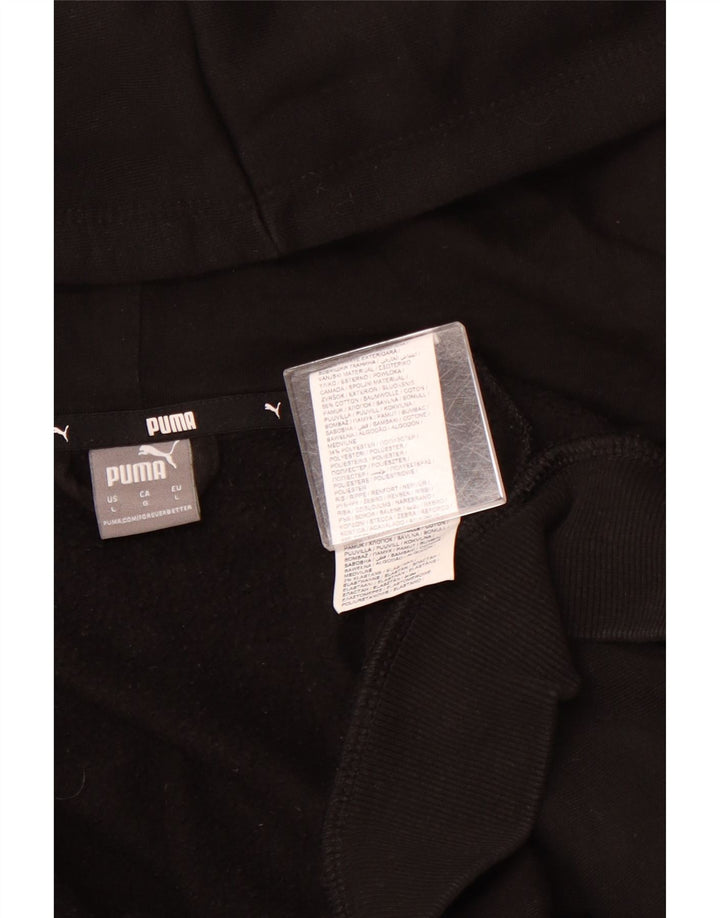 PUMA Womens Graphic Zip Hoodie Sweater UK 16 Large Black Cotton