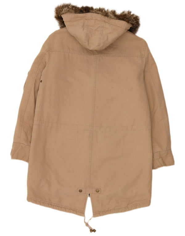 Marks & Spencer Womens Hooded Oversized Parka Jacket UK 10 Small Beige
