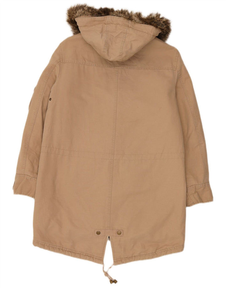 Marks & Spencer Womens Hooded Oversized Parka Jacket UK 10 Small Beige