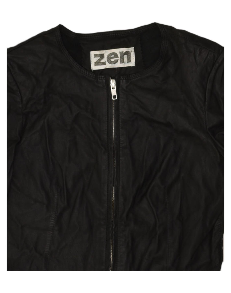 ZEN Womens Leather Jacket IT 40 Small Black Leather | Vintage Zen | Thrift | Second-Hand Zen | Used Clothing | Messina Hembry 