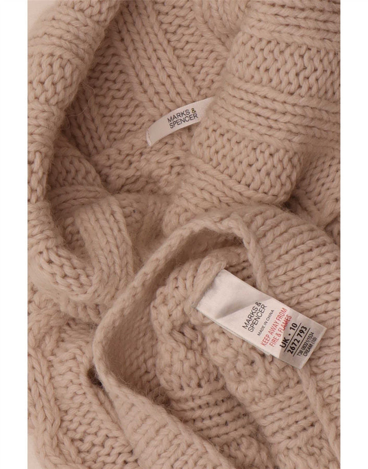 Marks & Spencer Womens Roll Neck Jumper Sweater UK 10 Small Beige Acrylic