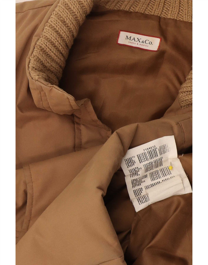 Max & Co. Womens Oversized Padded Gilet UK 10 Small Beige Cotton