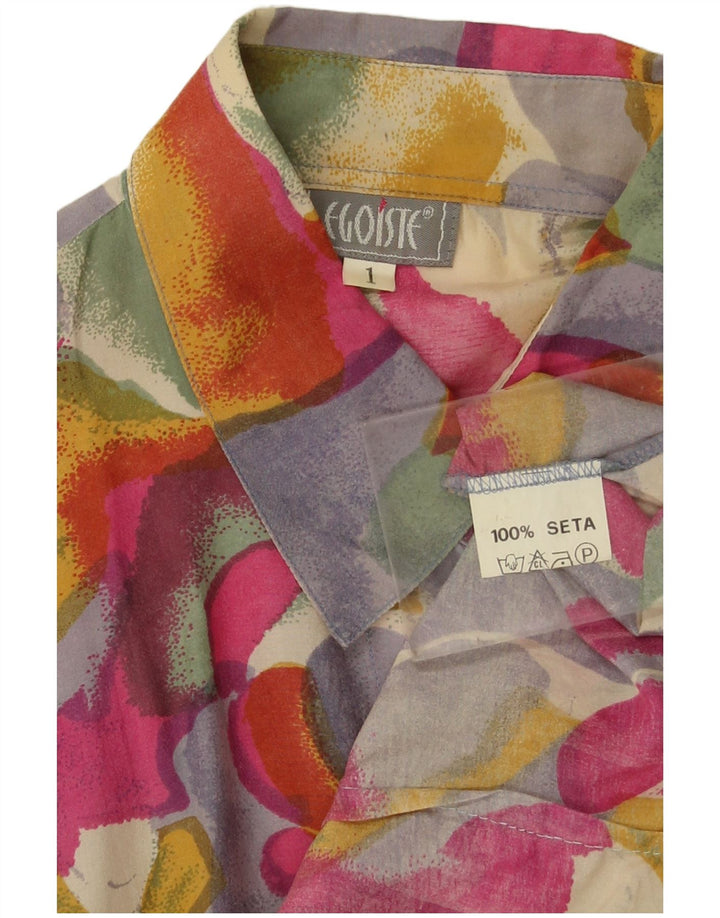 Egoiste Womens Abstract Pattern Shirt Blouse UK 14 Large Multicoloured Silk