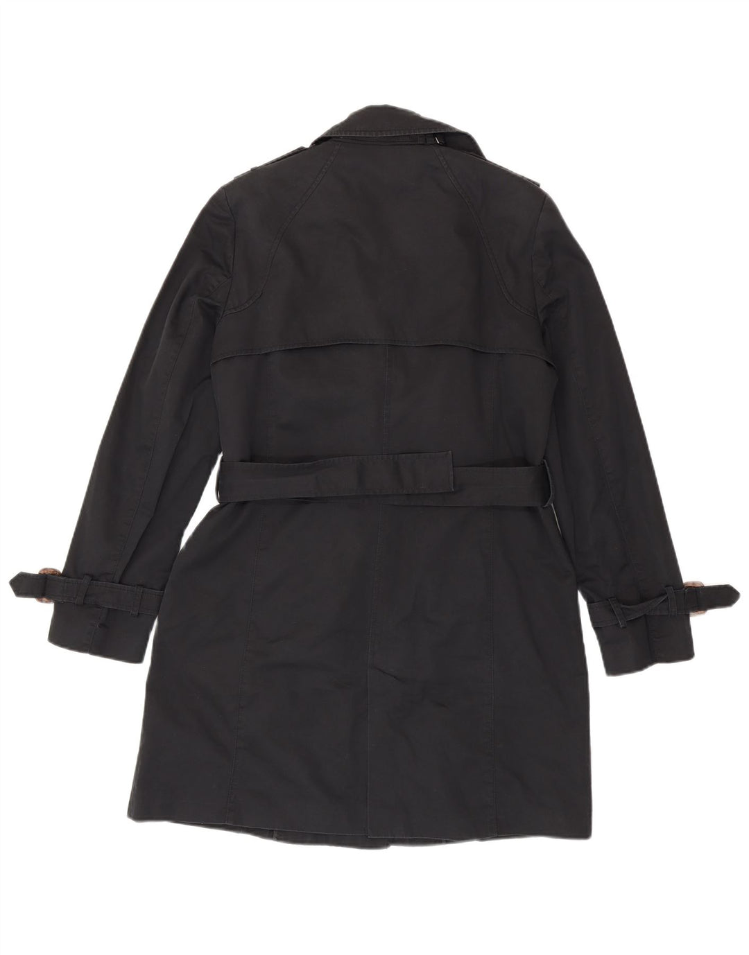 Zara Womens Trench Coat UK 16 Large Black Cotton