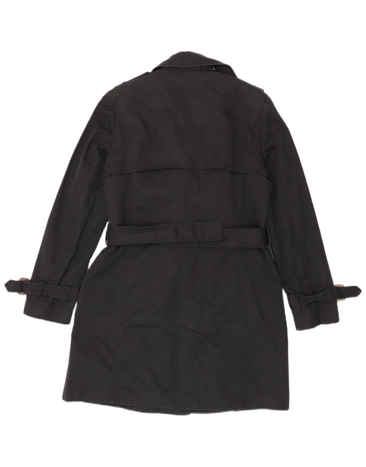 Zara Womens Trench Coat UK 16 Large Black Cotton