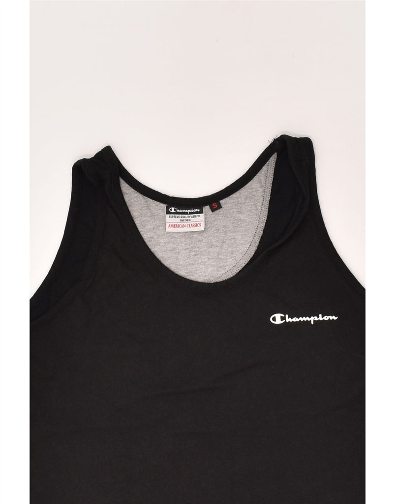 CHAMPION Womens Vest Top UK 10 Small Black Cotton | Vintage Champion | Thrift | Second-Hand Champion | Used Clothing | Messina Hembry 