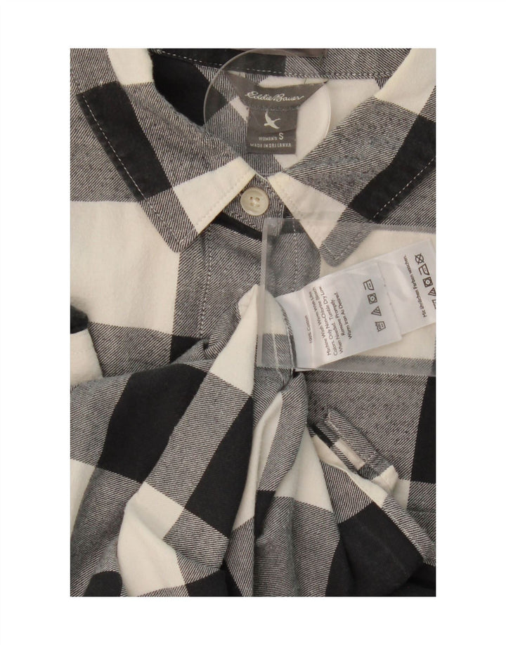 EDDIE BAUER Womens Relaxed Fit Flannel Shirt UK 10 Small Black Check Vintage Eddie Bauer and Second-Hand Eddie Bauer from Messina Hembry 