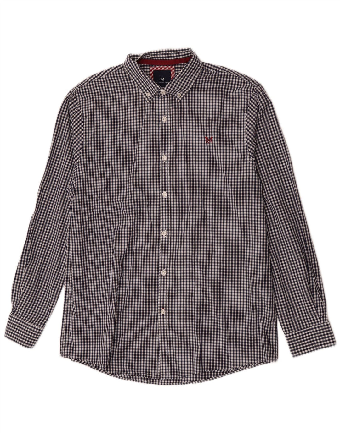Crew Clothing Mens Classic Fit Shirt Large Navy Blue Gingham Cotton